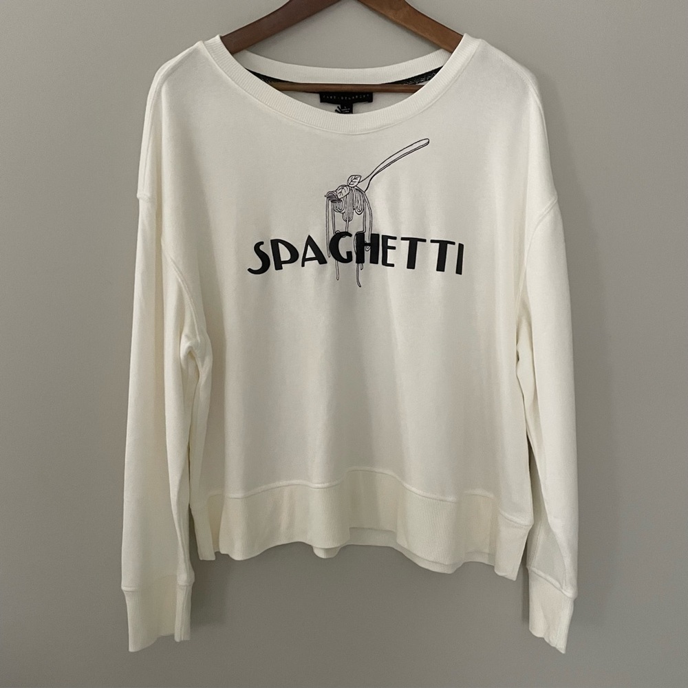 Sweatshirt Spaghetti Graphics by JANE+DELANCEY Off-White Cream Blue, Large